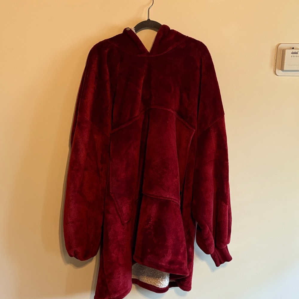 Plush Red Hooded Blanket Sweatshirt